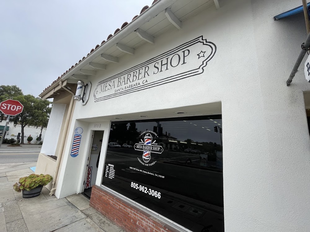Mesa Barber Shop exterior at 1838 Cliff Dr in Santa Barbara, a family-owned barber shop serving the community since 1960
